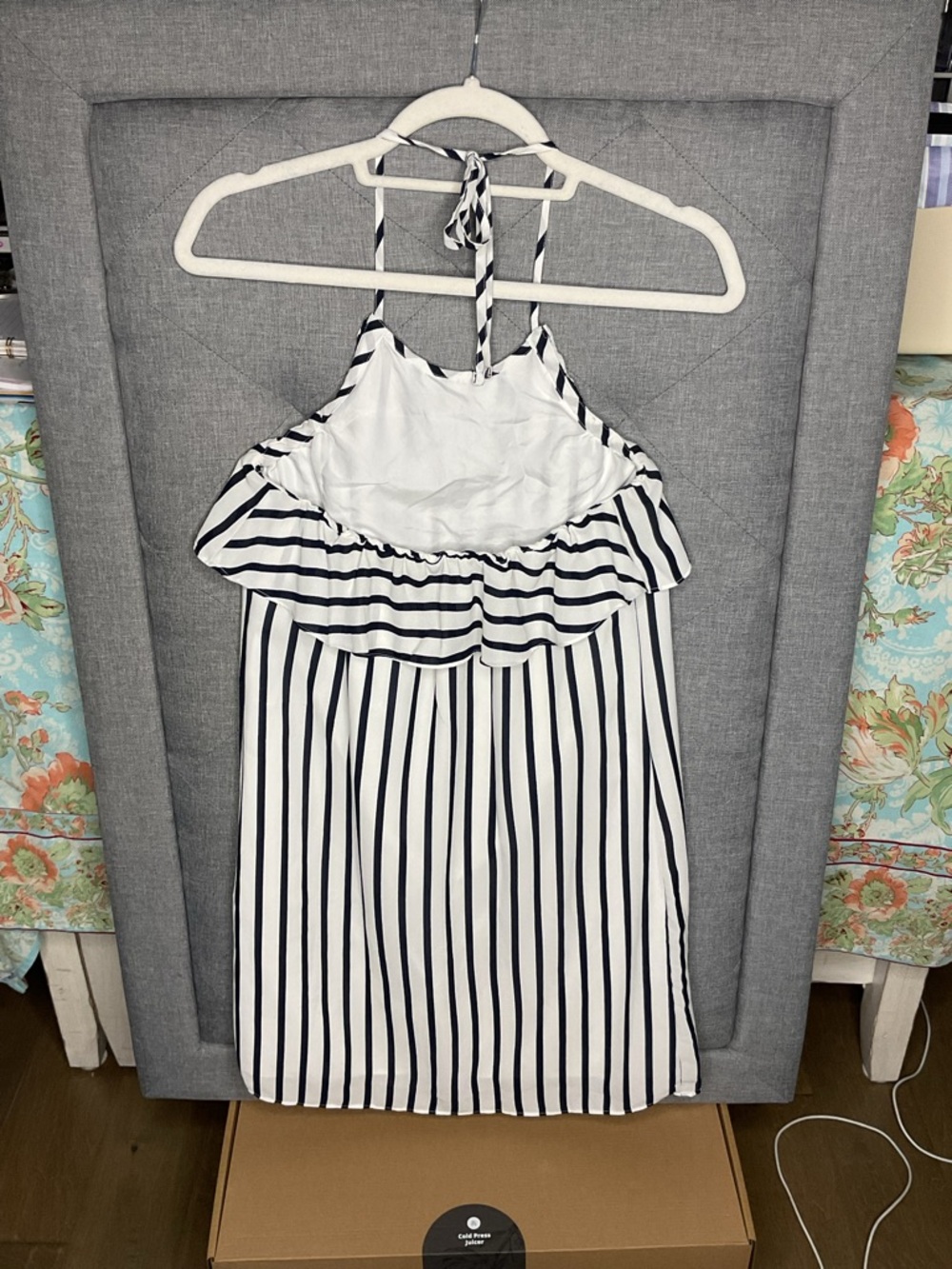 J.Crew Blue White Striped Halter Shift Dress XS Sleeveless Lined - Picture 8 of 10